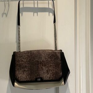 Cavalli Class Roberto Cavalli Leopard Print Shoulder Bag with Black and Cream ⭐️